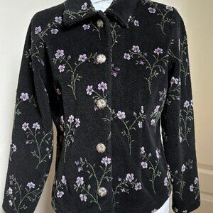Straight Down Clothing Co. Vintage Casual Jacket Size M Button Down Black Purple